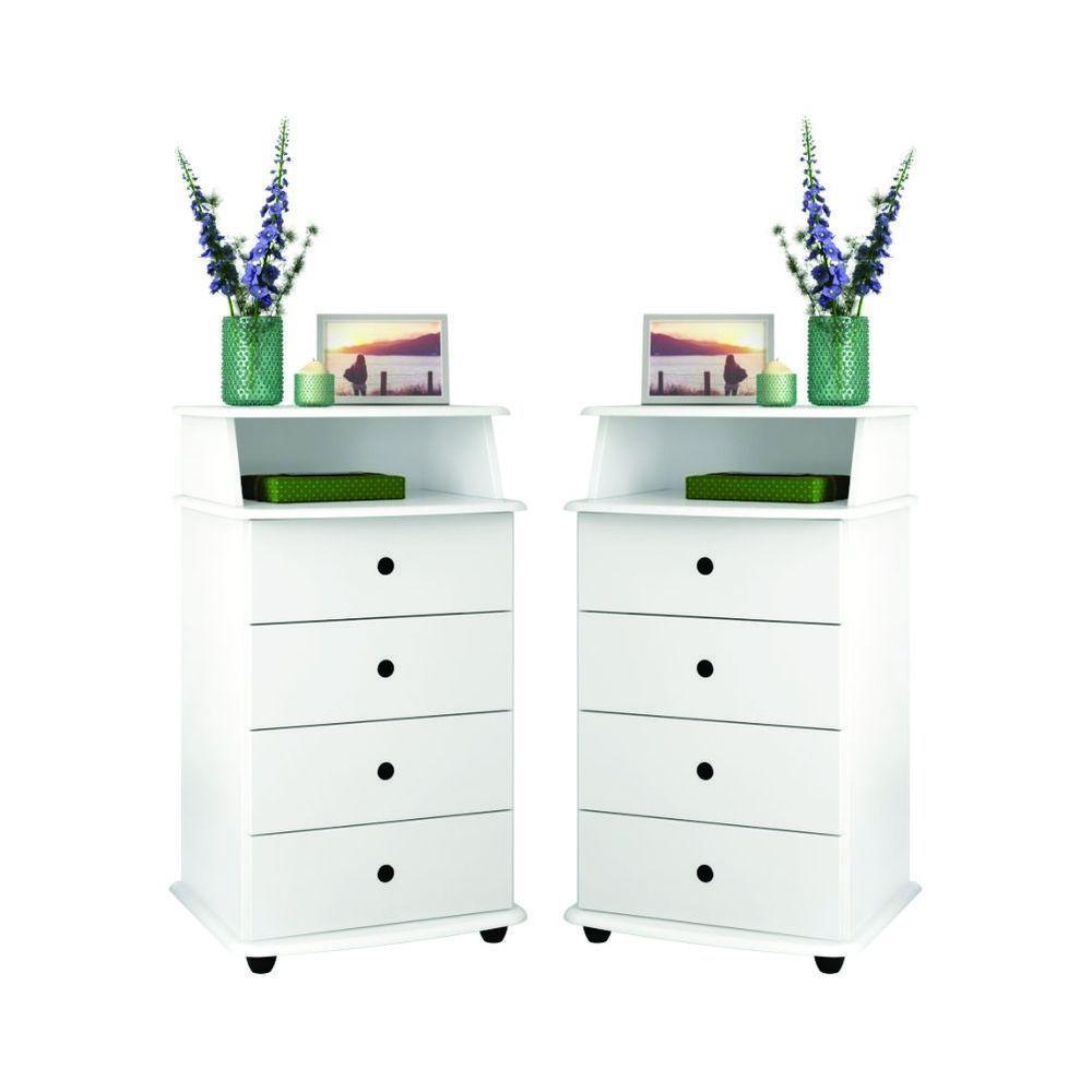 Conjunto De Mesas De Cabeceira Kansas Ll Branco - 1