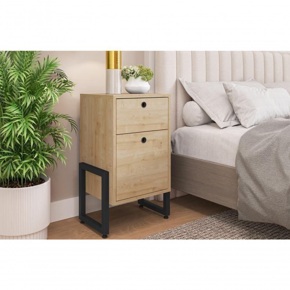 Conjunto De Mesa De Cabeceira Pilot 2 Gaveta Natura Preto - 3