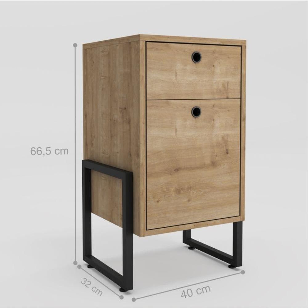 Conjunto De Mesa De Cabeceira Pilot 2 Gaveta Natura Preto - 4