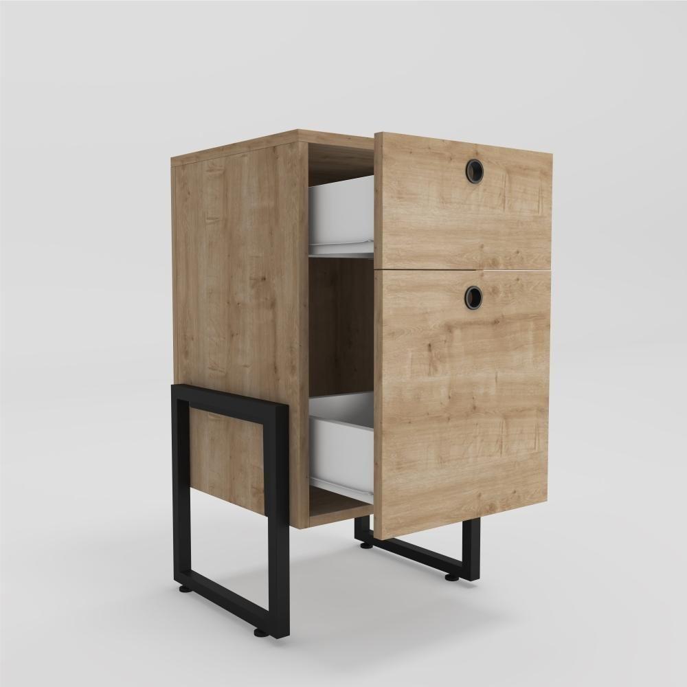 Conjunto De Mesa De Cabeceira Pilot 2 Gaveta Natura Preto - 5