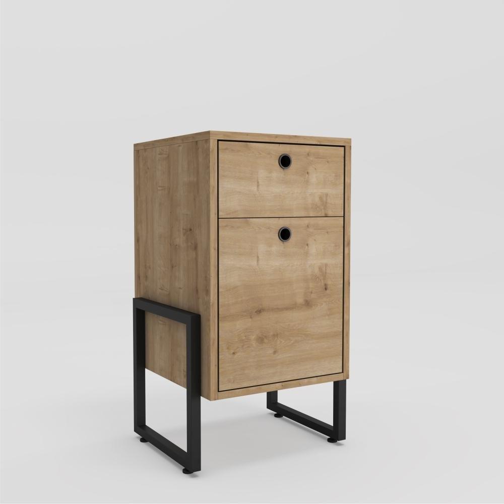 Conjunto De Mesa De Cabeceira Pilot 2 Gaveta Natura Preto - 6