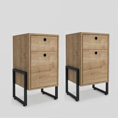 Conjunto De Mesa De Cabeceira Pilot 2 Gaveta Natura Preto