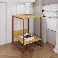 Mesa Cabeceira Lateral De Cama Industrial Canela Tókio Base Cobre - 1