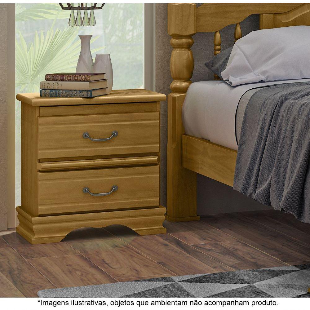 Mesa De Cabeceira Em Madeira Maciça 2 Gavetas Mônaco Imbuia - Straub Web - 1