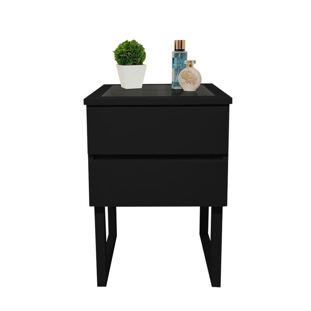 Mesa De Cabeceira Lateral De Apoio Penteadeira Preto Laca - 3
