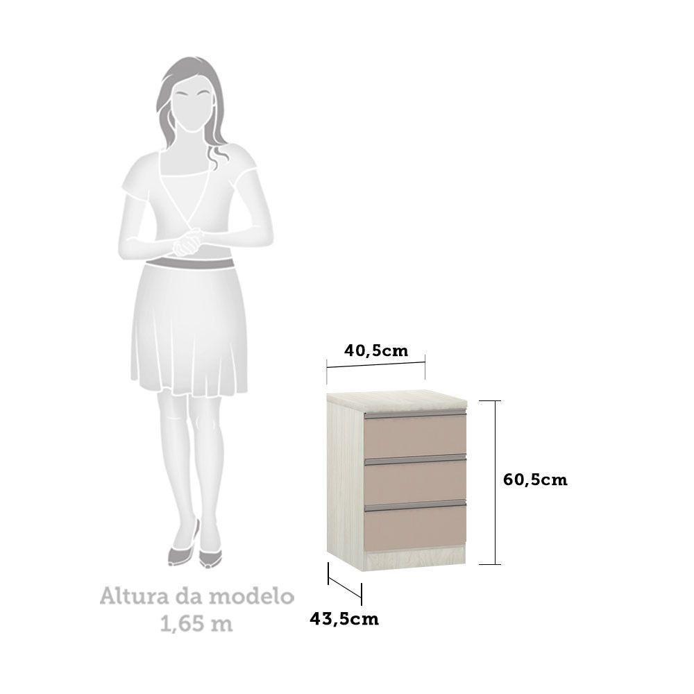 Mesa De Cabeceira 3 Gavetas 40Cm Estrutura Legno Crema Prime - 2
