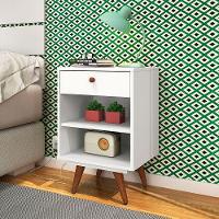 Mesa Cabeceira Retro Plus Branco Mdf/mdp 42cm Olivar - Cor: Branco - 1