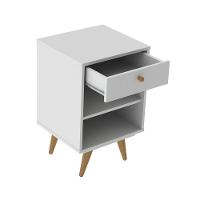 Mesa Cabeceira Retro Plus Branco Mdf/mdp 42cm Olivar - Cor: Branco