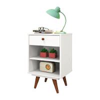 Mesa Cabeceira Retro Plus Branco Mdf/mdp 42cm Olivar - Cor: Branco - 6