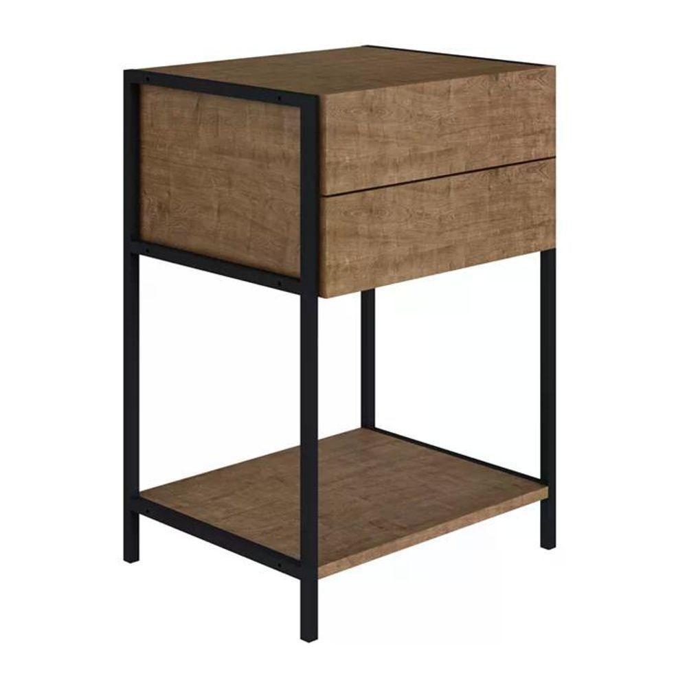 Mesa De Cabeceira 2 Gavetas Preto Fosco Artesano - 1