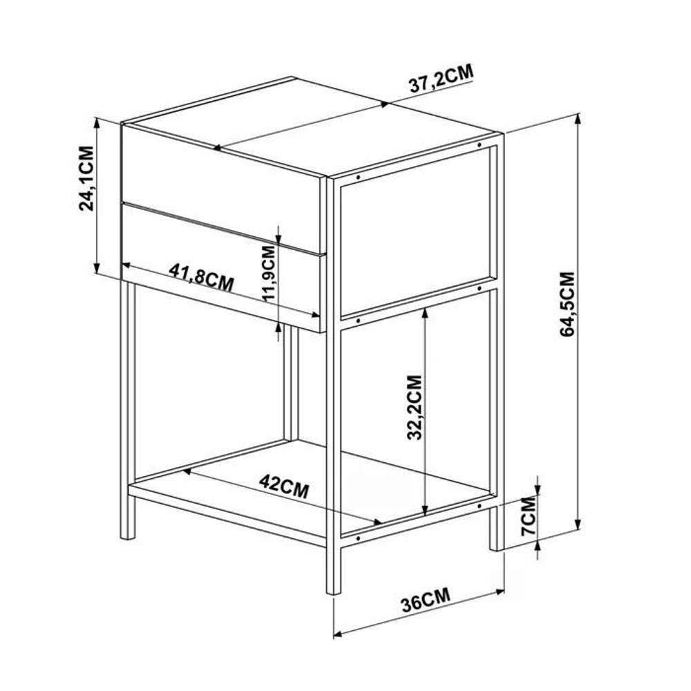 Mesa De Cabeceira 2 Gavetas Preto Fosco Artesano - 5