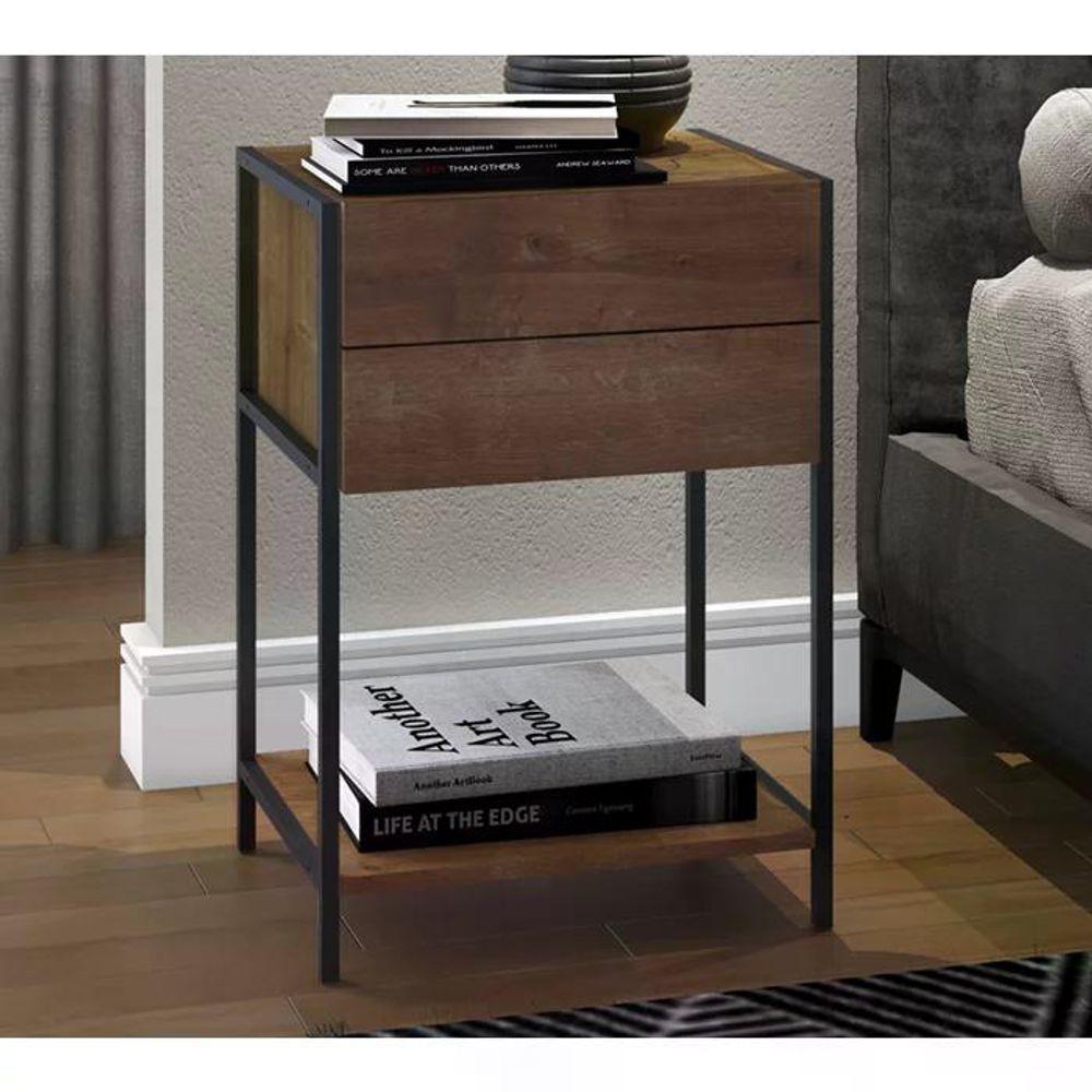 Mesa De Cabeceira 2 Gavetas Preto Fosco Artesano - 6