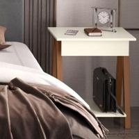 Mesa De Cabeceira Com 1 Gaveta Amadeirado Off White - 1