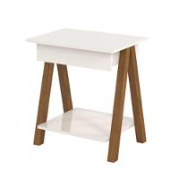 Mesa De Cabeceira Com 1 Gaveta Amadeirado Off White - 2