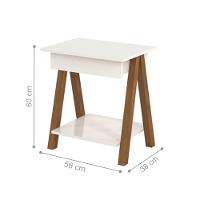 Mesa De Cabeceira Com 1 Gaveta Amadeirado Off White - 3