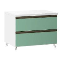 Mesa De Cabeceira 2 Gavetas 60,5cm Branco C/Verde - 1