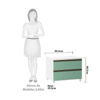 Mesa De Cabeceira 2 Gavetas 60,5cm Branco C/Verde - 4