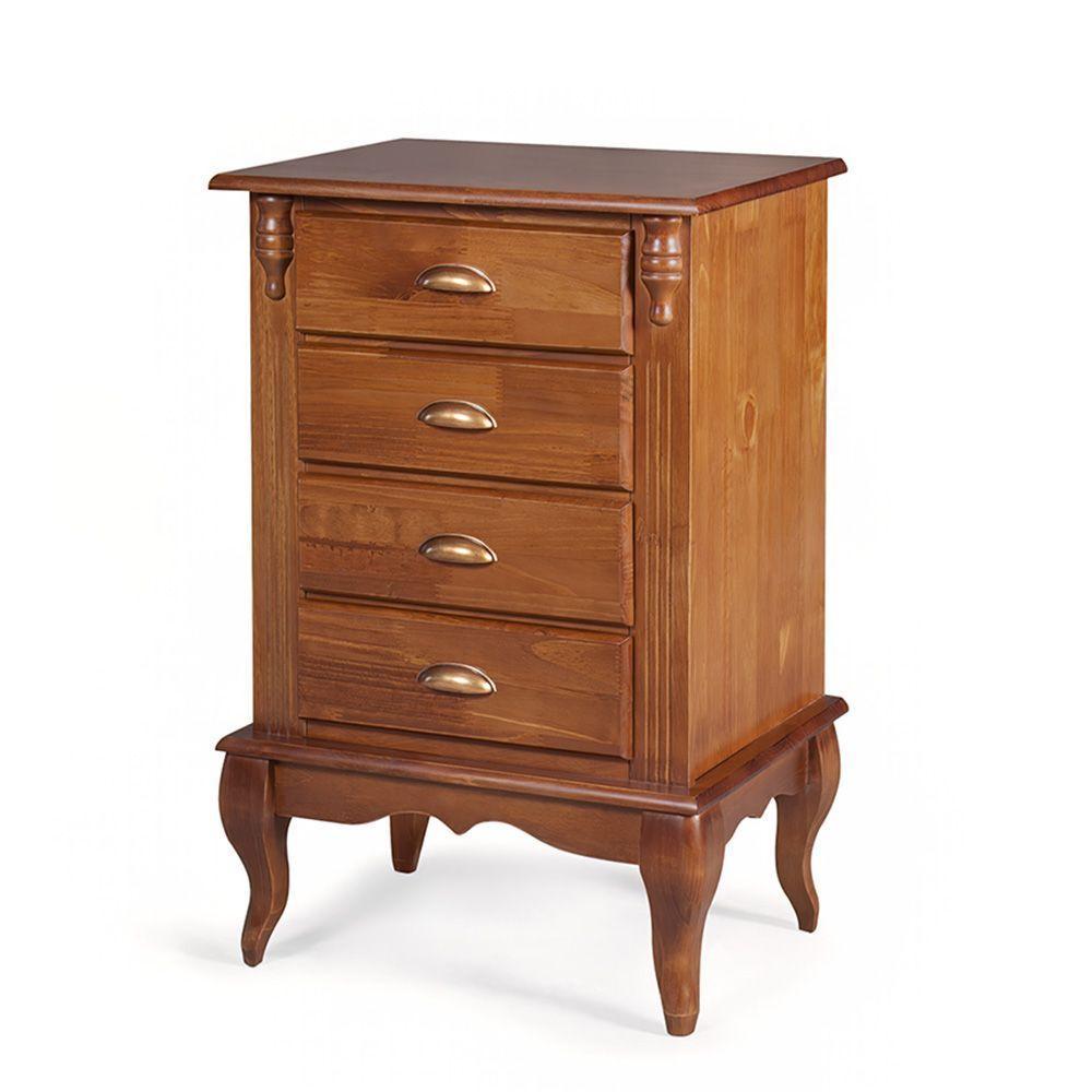 Mesa De Cabeceira 4 Gavetas Hannover - M560817 Cor Imbuia - Verniz - 1