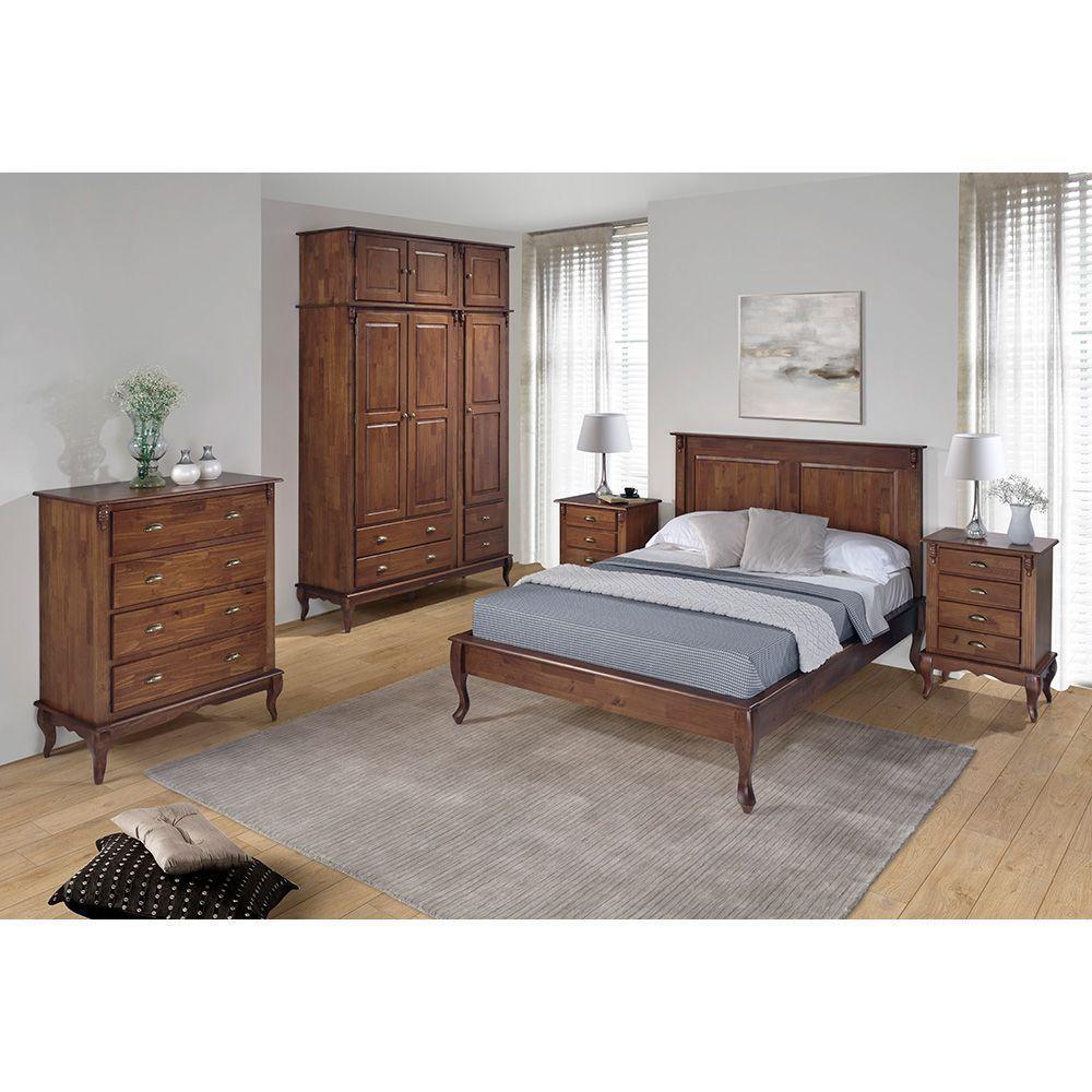 Mesa De Cabeceira 4 Gavetas Hannover - M560817 Cor Imbuia - Verniz - 2