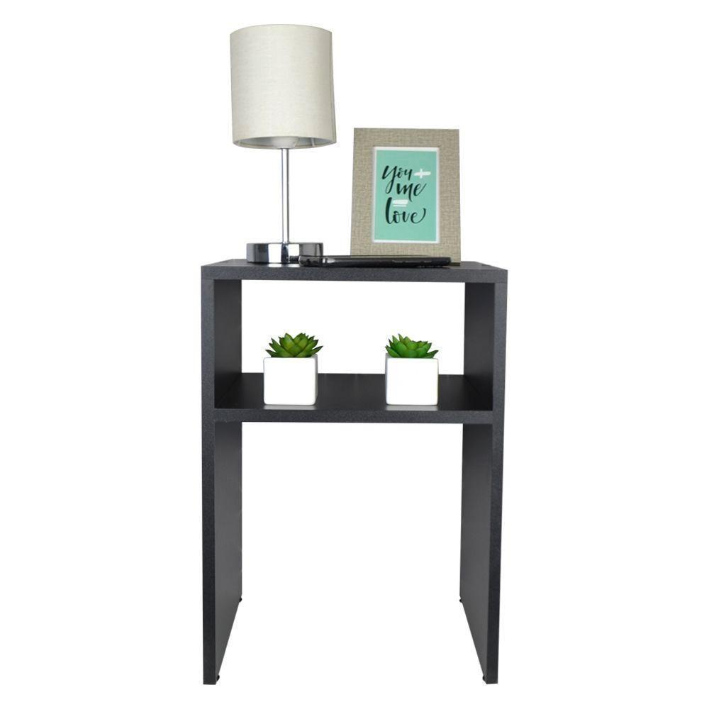 Mesa De Cabeceira Preta Cama Solteiro Quarto Sala 50X35Cm - 1