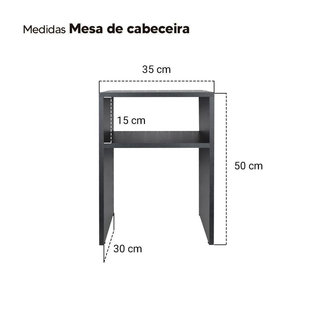 Mesa De Cabeceira Preta Cama Solteiro Quarto Sala 50X35Cm - 2