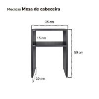 Mesa De Cabeceira Preta Cama Solteiro Quarto Sala 50X35Cm - 2