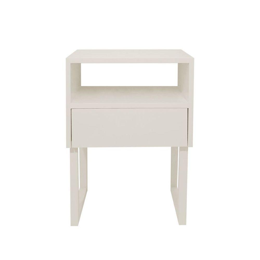 Mesa De Cabeceira Lateral Nicho Com Gaveteiro Off White Laca - 5