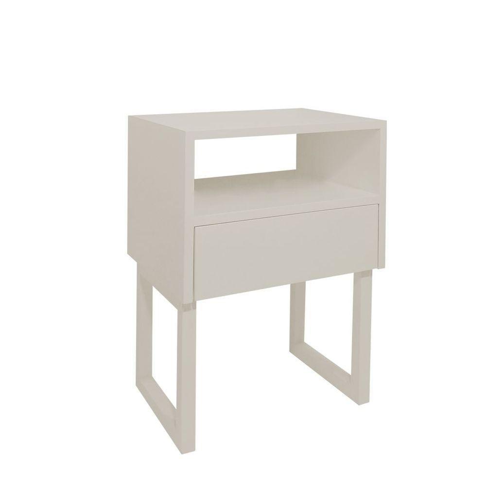 Mesa De Cabeceira Lateral Nicho Com Gaveteiro Off White Laca - 6