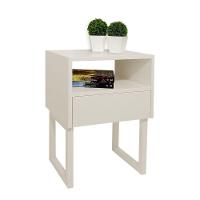 Mesa De Cabeceira Lateral Nicho Com Gaveteiro Off White Laca - 1