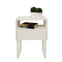 Mesa De Cabeceira Lateral Nicho Com Gaveteiro Off White Laca - 2