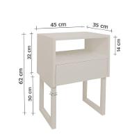 Mesa De Cabeceira Lateral Nicho Com Gaveteiro Off White Laca