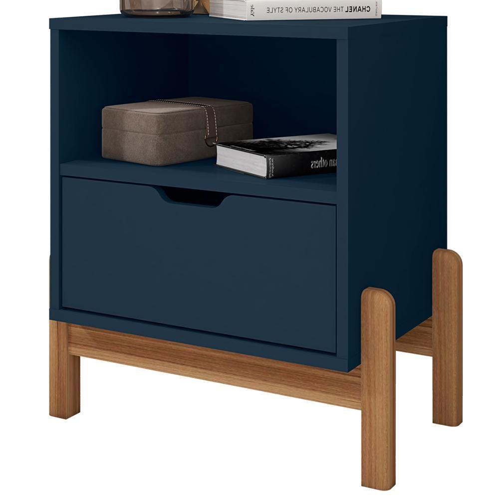 Mesa De Cabeceira 1 Gaveta 004015 Azul Cobalto Dcasa Azul Cobalto - 1