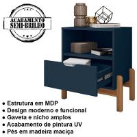 Mesa De Cabeceira 1 Gaveta 004015 Azul Cobalto Dcasa Azul Cobalto - 7