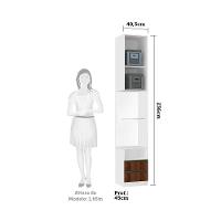 Mesa De Cabeceira Lado 1 Porta 2 Gavetas Branco C/Nogueira - 4