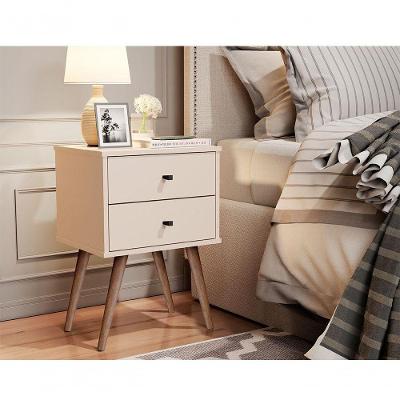 Mesa Cabeceira Quarto 1818 C/ 2 Gavetas Pé Madeira Perola