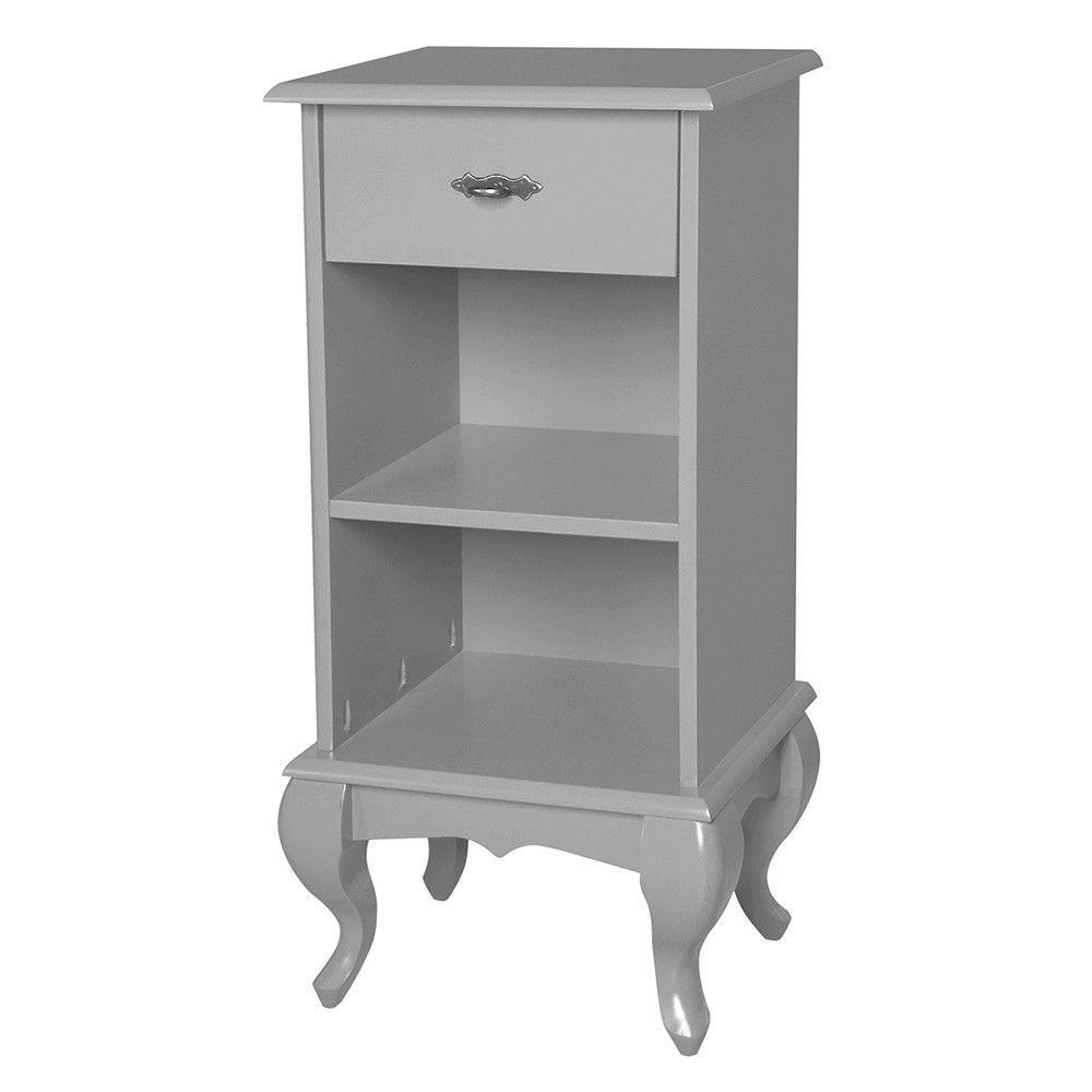 Mesa de Cabeceira Estreita Antique 1 Gaveta e 2 Nichos Laca - 1