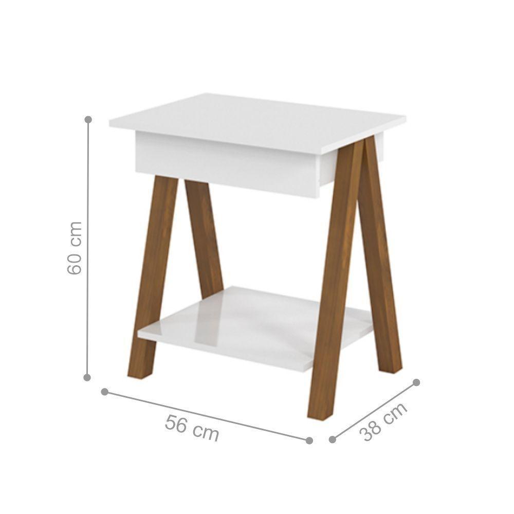 Mesa De Cabeceira Com 1 Gaveta Gardenia Amadeirado Branco - 3