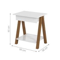 Mesa De Cabeceira Com 1 Gaveta Gardenia Amadeirado Branco - 3