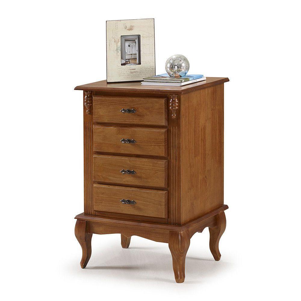 Mesa De Cabeceira Com 4 Gavetas - M560404 Cor Garapa - Verniz - 1