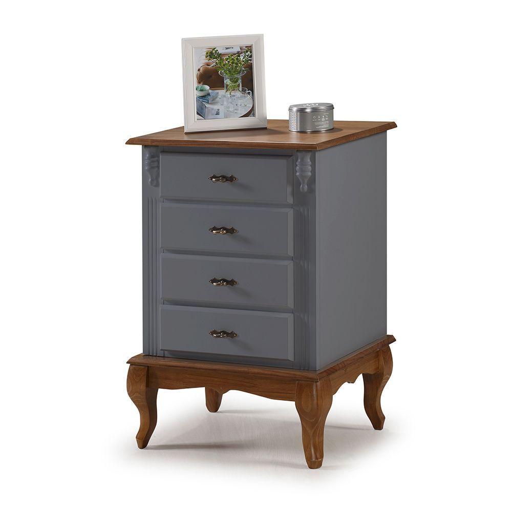 Mesa De Cabeceira Com 4 Gavetas - M560404 Cor Garapa - Verniz - 4