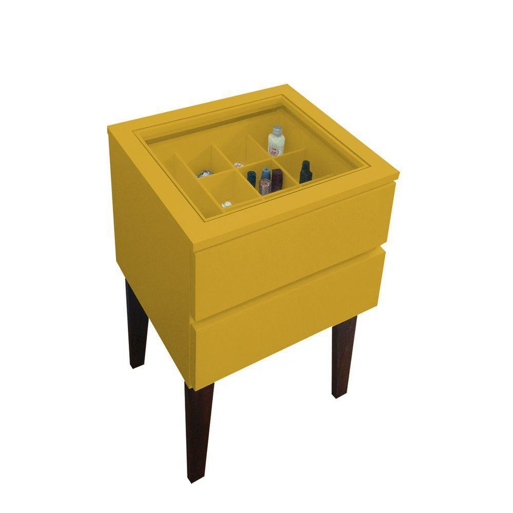 Mesa De Cabeceira Penteadeira Mesa Lateral De Apoio Amarelo Laca - 1