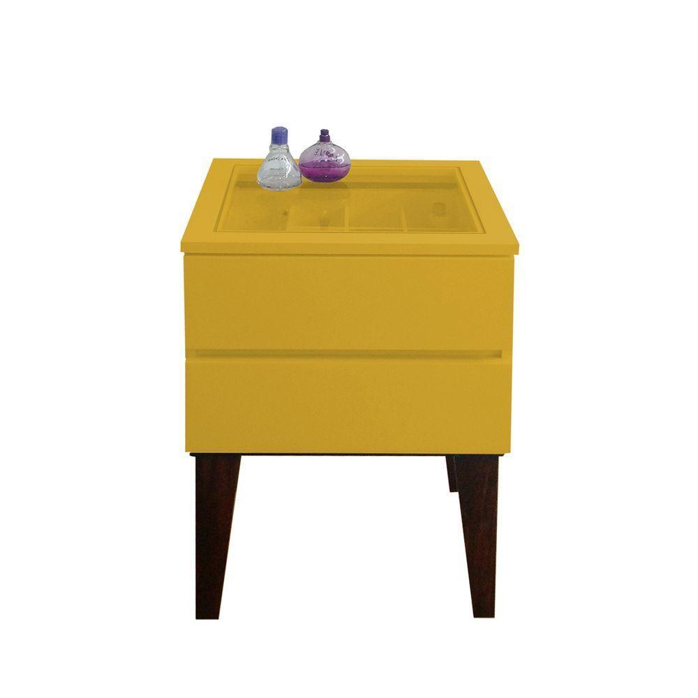Mesa De Cabeceira Penteadeira Mesa Lateral De Apoio Amarelo Laca - 3