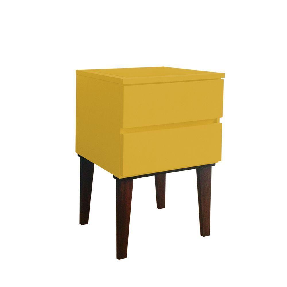 Mesa De Cabeceira Penteadeira Mesa Lateral De Apoio Amarelo Laca - 4