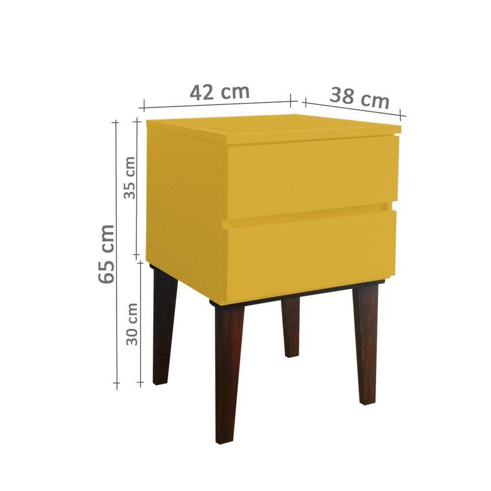 Mesa De Cabeceira Penteadeira Mesa Lateral De Apoio Amarelo Laca - 5