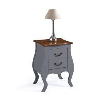 Mesa de Cabeceira Bombê Antique 2 Gavetas Laca Cinza - 1