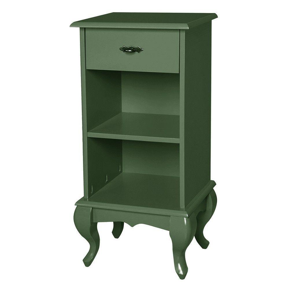 Mesa de Cabeceira Estreita Antique 1 Gaveta e 2 Nichos Laca - 1