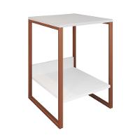 Mesa Cabeceira Lateral De Cama Industrial Branca Tókio Base Cobre Cor: Branco - 3
