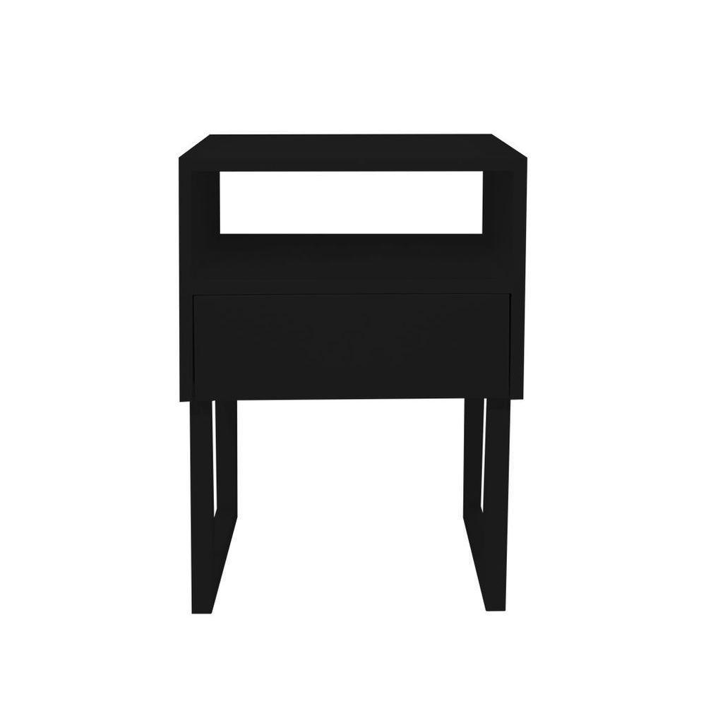 Mesa De Cabeceira Lateral Nicho Com Gaveteiro Preto Laca - 4