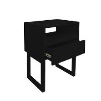 Mesa De Cabeceira Lateral Nicho Com Gaveteiro Preto Laca - 2