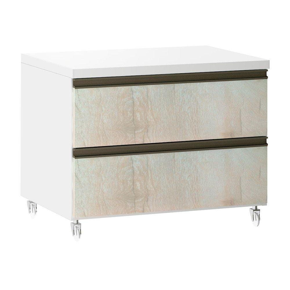 Mesa De Cabeceira 2 Gavetas 60,5cm Branco C/Legno Crema - 1